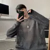 Otoño 2024 Marca de Moda Suéter de Punto Blanco Hueco Suéter para Hombre Agujero Blusa Retro Versátil Suéter Holgado de Moda
