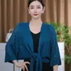 2025 Nuevo Chal de Punto de Seda Helada con Protección Solar para Verano Moda Versátil Capa Brillante Cardigan Exterior para Habitación con Aire Acondicionado