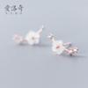 Brincos de Prata S925 Femininos Estilo Coreano Artístico Fresco Brincos de Flor de Concha Doces Elegantes Brincos de Flor G1577