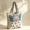 Bolsa de Tela con Hilo Dorado de Nuevo Estilo Transfronteriza, Bolso Tote Casual de Tendencia Coreana a la Moda, Bolso de Hombro, Bolsa de Lona para Mujer con Diseño Creativo