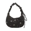 Bolso de mano plisado con forma de media luna estilo dulce al por mayor, bolso de mujer, nueva colección de verano 2026, bolso de hombro con lazo, bolso cruzado versátil