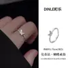 Anel de borboleta em prata de lei S925 com moissanita, design único, microincrustado, luxo leve, toque de alta qualidade, anel ajustável para mulheres