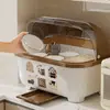 Estante para cuencos de cocina, caja de almacenamiento de utensilios con tapa, caja de almacenamiento de vajilla, escurridor de cuencos y platos, gabinete de plástico para cuencos domésticos