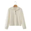 Ropa de Mujer Transfronteriza 2026 Moda Estilo Europeo y Americano Holgada Cremallera Metálica Semiabierta Manga de Farol Sudadera con Capucha Chaqueta para Mujer M87089