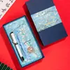 Pintura a Óleo Cultural e Criativa Van Gogh Recompensa Pequenos Presentes Logotipo Personalizado Vazado Estilo Chinês Marcador de Página Comemorativo Corporativo Caixa de Presente Personalização