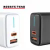Nuevo cargador de teléfono móvil de doble puerto de carga súper rápida PD de 20 W, totalmente compatible con QC3.0, con luz
