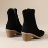 Botas de cavaleiro retrô, tamanho grande, cano curto, bico fino, botas Martin de salto alto, femininas, estilo europeu e americano, para exportação e vendas transfronteiriças, estilosas, com salto grosso e zíper lateral
