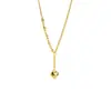 Collar de Oro Arena Vietnamita con un Diseño Sencillo, Cadena para Clavícula con Borla de Corazón de Perlas, Suministro de Joyería de Nicho de Larga Duración que No se Desvanece