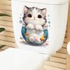 Xian 23054 - Pegatinas de baño 3D transfronterizas con diseño de gato, pegatinas de pared para tapa de inodoro, pegatinas decorativas autoadhesivas renovadas