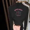 Top de Felpa De Rong Otoño e Invierno para Niños Medianos y Grandes Casual Manga Larga Niña Cuello Semi Alto Adorno de Volantes Camiseta Base para Niñas