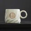 Taza de bronce de personalidad de alto valor taza de café con relieve creativo taza de agua para pareja grabada con tapa logo personalizado