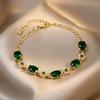Pulsera Geométrica de Circonita Bañada en Oro Real Corea del Sur Simple Pulsera de Celebridad de Internet para Novia Joyería de Diamantes Distintiva Versátil para Mujeres