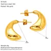 Pendientes de Gota Dorados Brillantes Simples de Lujo Ligero Transfronterizos Europeos y Americanos para Mujer Pendientes Huecos Sólidos de Acero de Titanio Venta al por Mayor