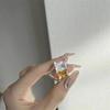 Anillo de Empalme de Zirconia Microincrustada Exagerado de Personalidad Europea y Americana Nueva Moda Transfronteriza Anillo Cuadrado Abierto para Dedo de Azúcar