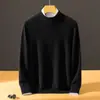 Suéter de cachemira de doble capa para hombre con cuello alto medio para otoño e invierno 2026, business casual, lujo ligero, versátil, corte holgado, capa base
