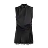 Venda Quente Internacional Aliexpress Primavera 2026 Novo Vestido Mini Feminino Justo com Patchwork de Renda 2391399
