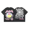 Camiseta Pei Ye Manga Curta Unissex Estilo Americano Hell High Street Lavada Retrô Retrato Corte Solto 26Ss Transfronteiriça