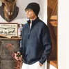 Suéter cárdigan de punto grueso de 7 hilos estilo retro americano para hombre, adecuado para primavera y otoño, con doble cremallera y cuello semi-alto, una prenda exterior de punto para hombre, perfecta para otoño e invierno
