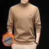 Sudadera Nueva de Invierno con Forro Grueso de Felpa, Cuello Semi-Alto, Versátil, Casual, Cálida, Capa Base para Hombre