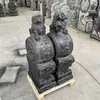 Postes de Porta Esculpidos em Pedra Azul, Leões de Pedra, Pixiu, Pequenos Elefantes e Unicórnios; um Par de Tambores de Pedra e Pedestais de Pedra para Decoração de Portal