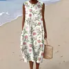 Nuevo vestido largo casual sin mangas con estampado de primavera y verano, estilo holgado y fresco