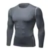 Roupas Esportivas Fitness Masculinas de Secagem Rápida Apertadas Coloridas Manga Longa Corrida Elástico Alta Elasticidade Treinamento Básico Secagem Rápida Respirável