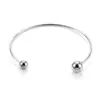Pulsera Abierta de Acero Inoxidable en Forma de C con Doble Perla Accesorios para Joyería DIY Pulsera Galvanoplastia al Vacío Conservación del Color Accesorio de Mano Simple Versátil