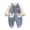 Ropa de escalada para recién nacidos de primavera y otoño, ropa de escalada informal para bebés con diseño de oso, mono de manga larga para bebés de cien días y luna llena