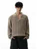 Suéter Retro Americano Estilo Old Money con Cuello Polo Texturizado para Hombres y Mujeres, Punto Holgado de Alto Nivel Estilo Perezoso para Otoño e Invierno