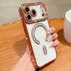 Funda Protectora Magnética Transparente de TPU Galvanizado con Brillantes y Pedrería de Lujo para Teléfono Móvil iPhone 17 Cubierta Protectora Apple 16Pro