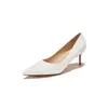Zapatos de tacón alto 9169A de encaje con suela roja, tacones de aguja de punta para mujer, zapatos elegantes y sofisticados para fiesta