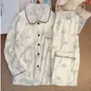 Novo Pijama com Gola Peter Pan para Mulheres Primavera e Outono Algodão Nuvem Manga Longa Desenho Animado Fofo Estudante Conjunto de Roupas para Casa Pode Ser Usado Fora
