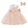 Liquidación a cualquier costoRopa infantil de comercio exterior, vestido de princesa más vendido en Amazon, vestido de actuación sin mangas color block abullonado