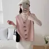 Estilo dulce y delicado, chaleco cárdigan de punto con decoración de lazo, nuevo modelo de otoño e invierno, adecuado para usar en capas, en color blanco roto