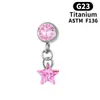 Acessórios para Brincos de Liga de Titânio F136 Série Rosa Estrela de Cinco Pontas Coração de Pêssego Zircônia Super Brilhante Brincos DIY Acessórios para Piercing Labial