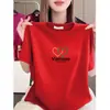 Camiseta de Manga Corta con Estampado de Moda de Marca Tendencia de Este Año para Mujer, Top Casual de Verano con Cuello Redondo, Talla Grande Adelgazante Ropa de Mamá