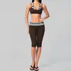 Conjunto de fitness e yoga listrado transfronteiriço, top estilo blusa de duas peças, calça cropped de cintura alta, calça casual de perna larga para mulheres