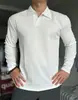 Camisa de entrenamiento de manga larga para hombre, otoño, cuello polo/Henley, para correr, deportes, fitness, simple y elegante, color liso, adecuada para usar en capas