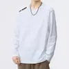 Camiseta deportiva casual para hombre de manga larga con estampado, moderna para adolescentes, adecuada para todas las estaciones, cuello redondo, top básico de manga larga