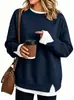 Moda Otoño e Invierno 2026 Nueva Moda Femenina Transfronteriza Europea y Americana Sudadera Cómoda Casual Cuello Redondo Holgada Falsa de Dos Piezas Manga Larga