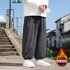 Calça jogger masculina de inverno nova estilo chinês em veludo cotelê, calça harém retrô japonesa plus size, casual