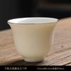 Xícara de Chá Kung Fu de Cerâmica Xícara de Mestre Borda Dourada Xícara de Chá de Porcelana Branca Tigela de Chá para Casa Xícara de Chá Branca Pura Fabricante de Chá