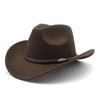 Sombrero Cowboy Occidental Americano Nuevo Sombrero de Montar para Hombre Sombrero Ecuestre de Viaje al Aire Libre Sombrero de Copa de Lana de Ala Curvada