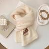 Cachecol de Cashmere com Urso Bordado para Mulheres Inverno Macio e Fofo Tricô de Lã Quente Presente para Estudante Cachecol