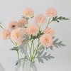 Flores Artificiales Crisantemo de 3 Cabezas Crisantemo de Tenis de Mesa Decoración para Sala de Estar Comedor Bar Accesorios para Fotografía Arreglo de Escena Arreglo de Flores de Pie