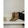 Botas de Invierno para Mujer Estilo Coreano Gamuza Mate Punta Cuadrada Hebilla Botas de Jinete Tacón Delgado Tacón Medio Tacón Alto Botines Versátiles Adelgazantes
