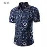 AliExpress nova camisa masculina de manga curta tamanho grande moda britânica estampada camisa masculina 3D moderna masculina slim