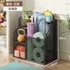 Cesta de Almacenamiento para Esterilla de Yoga, Estante de Almacenamiento para Equipo de Fitness con Ruedas, Estante de Almacenamiento tipo Sandwich para Baloncesto y Bádminton en Casa