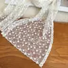 Lenço Triângulo de Renda Bordado Floral Vintage, Malha Semitransparente com Bordas Franzidas, Faixa de Cabeça Decorativa Suave Estilo Francês, Lenço Longo