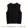 Colete de Gola Redonda com Borda Crua de Malha Dupla com Sete Pontos Outono e Inverno Novo Colete Interno de Cashmere com Gola Alta Meia Renda Colete de Lã